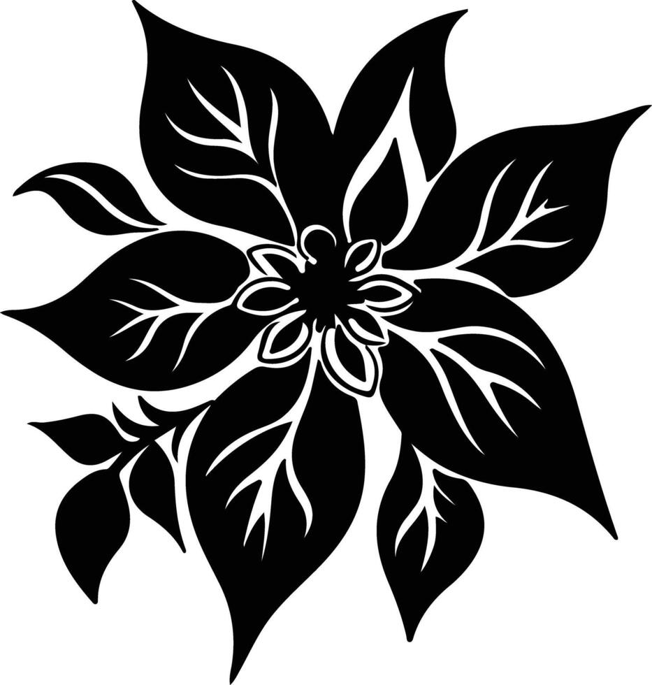 Poinsettia plant black silhouette vector