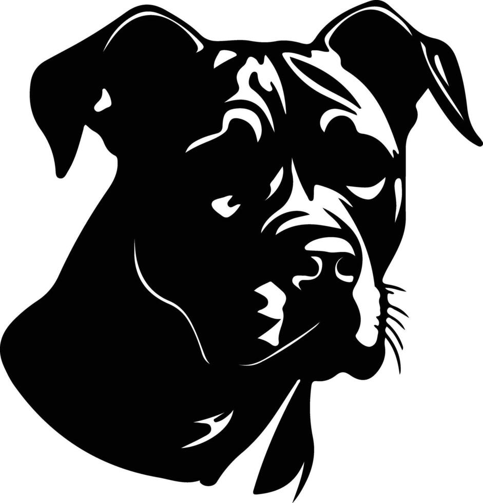 Staffordshire toro terrier silueta retrato vector