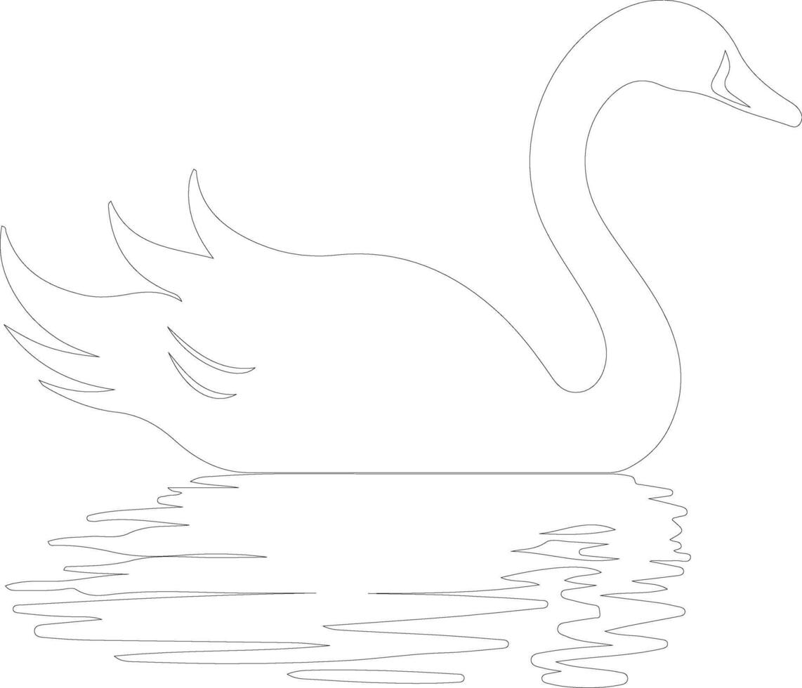 negro cisne contorno silueta vector