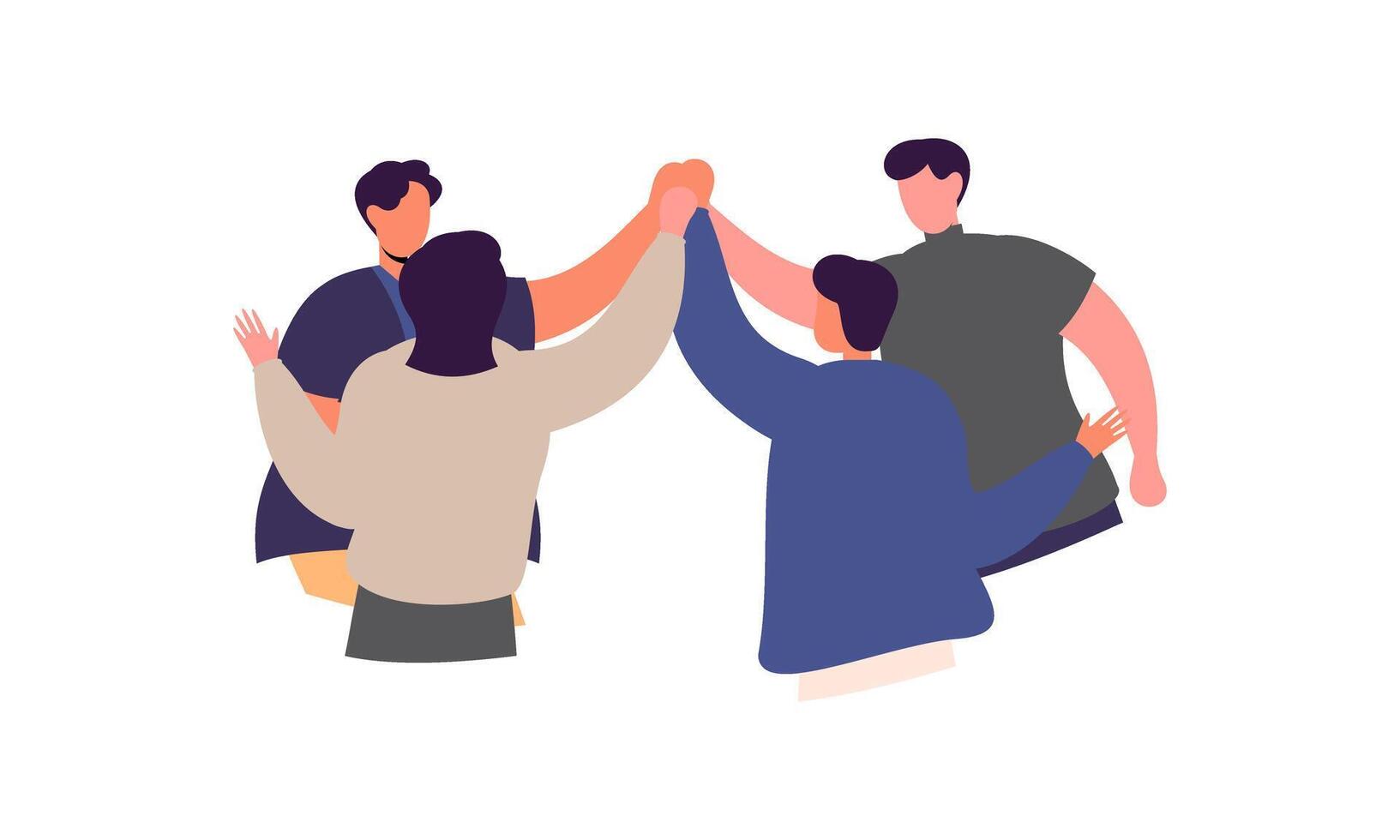Happy Team of Business People Celebrate Success. Teamwork, Unity, and Support between Colleagues at Workplace Concept vector