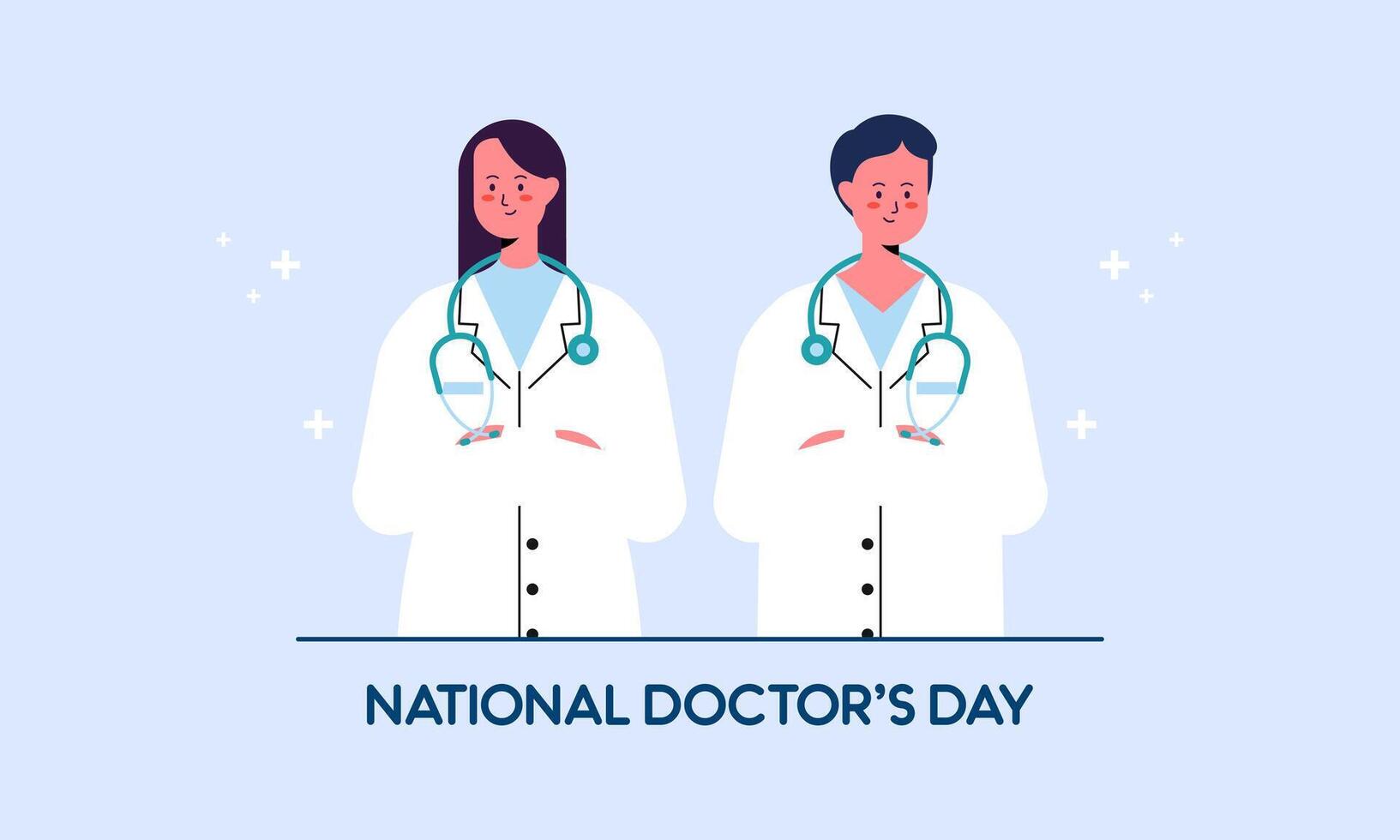 Happy National Doctor's Day Hand Drawn Flat Design Illustration. Thank You Doctors and Nurses vector