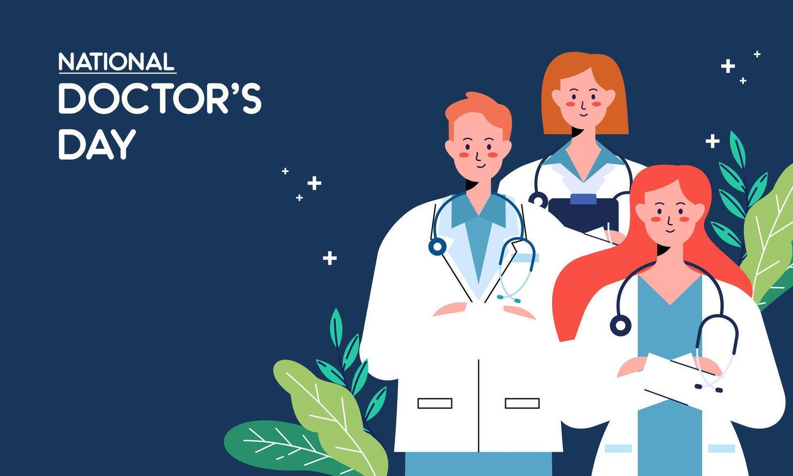 Happy National Doctor's Day Hand Drawn Flat Design Illustration. Thank You Doctors and Nurses vector