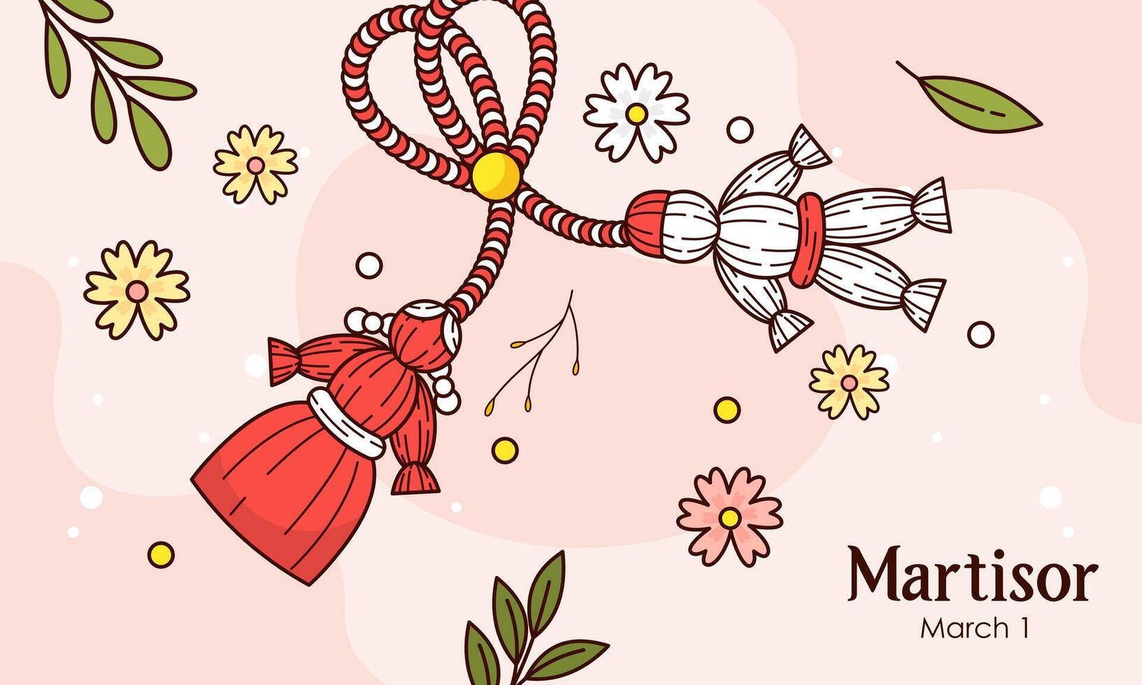 Hand Drawn Illustration of Spring Symbols Martisor vector