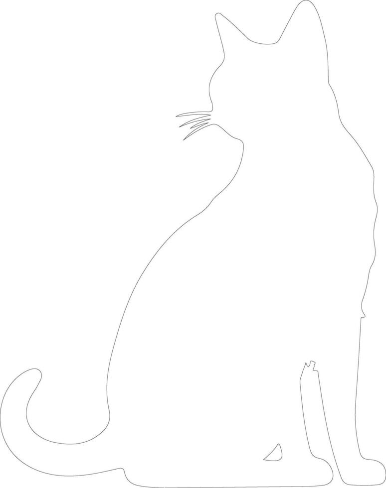 Russian Blue Cat  outline silhouette vector