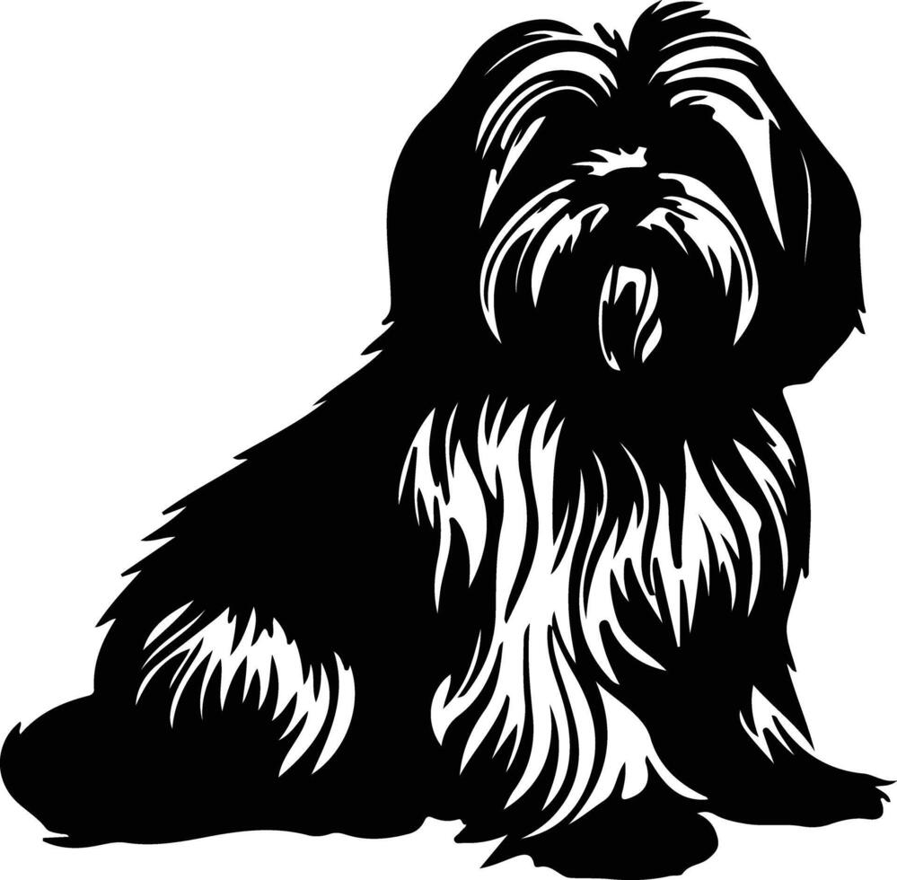 lhasa apso negro silueta vector