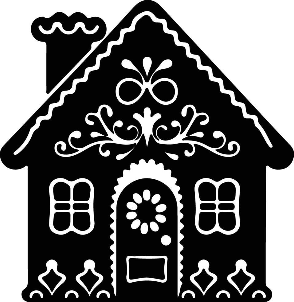 Gingerbread house  black silhouette vector