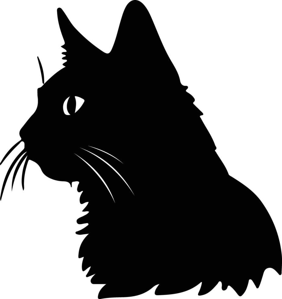 Mekong Bobtail Cat  silhouette portrait vector