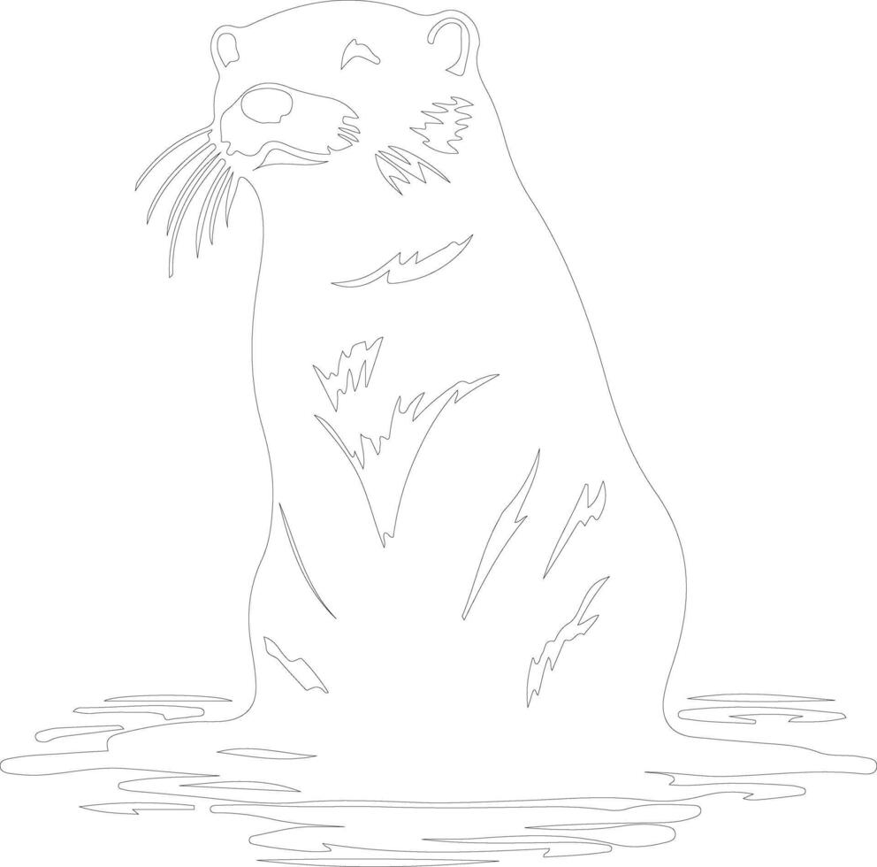 otter sea  outline silhouette vector
