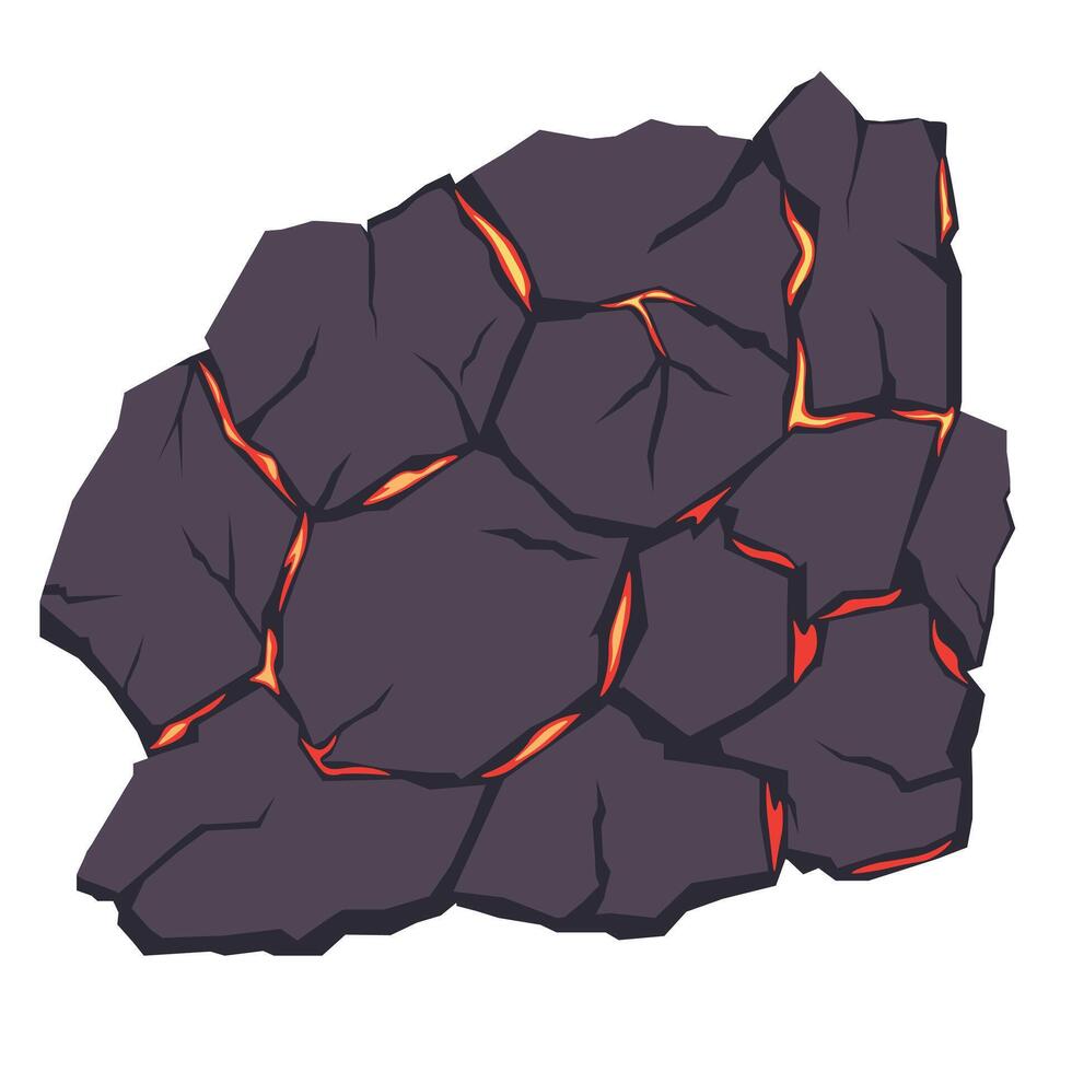 Rock with volcanic lava. Stone. Vector stock illustration. Isolated on a white background.The texture of molten magma