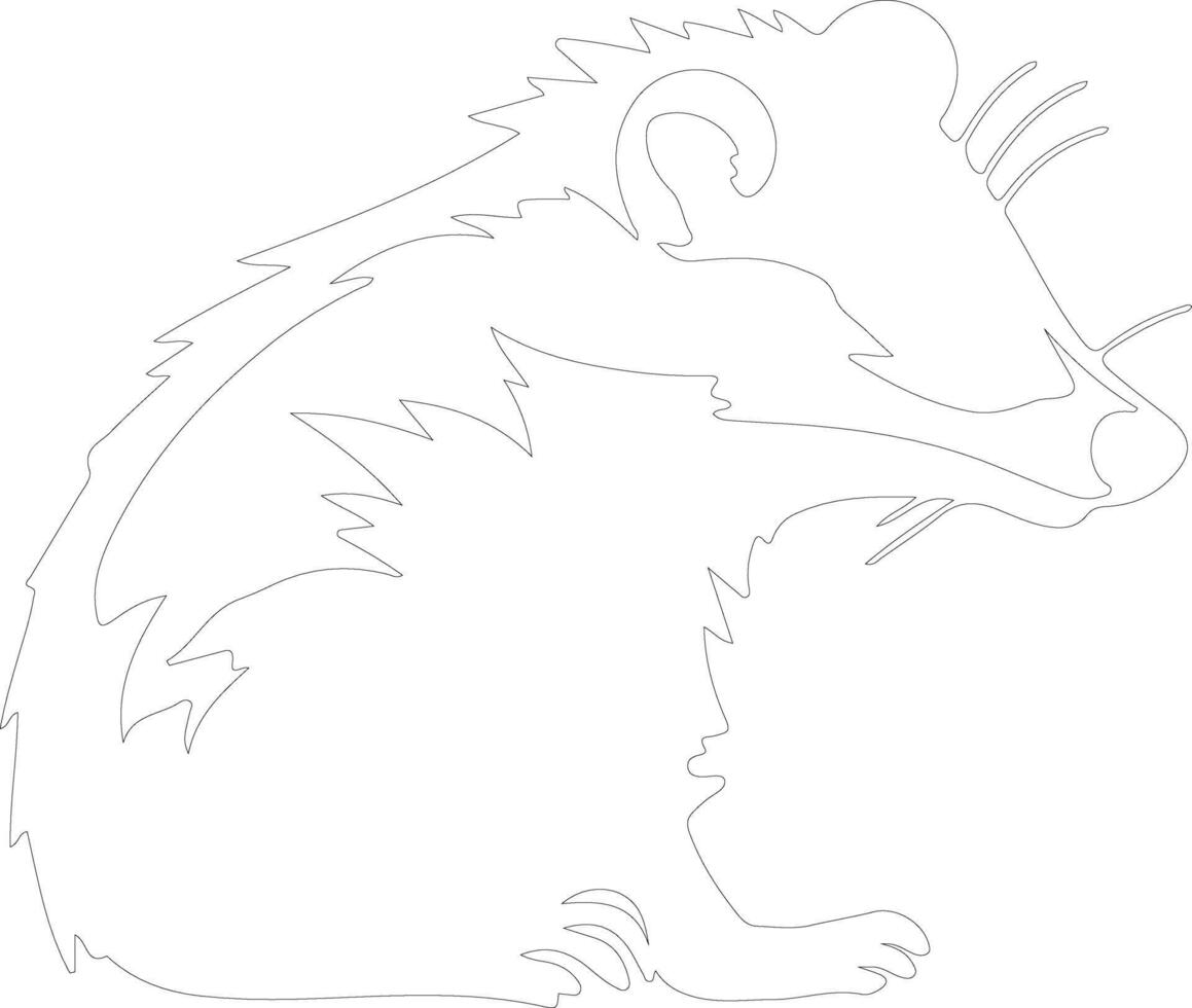 Virginia opossum  outline silhouette vector
