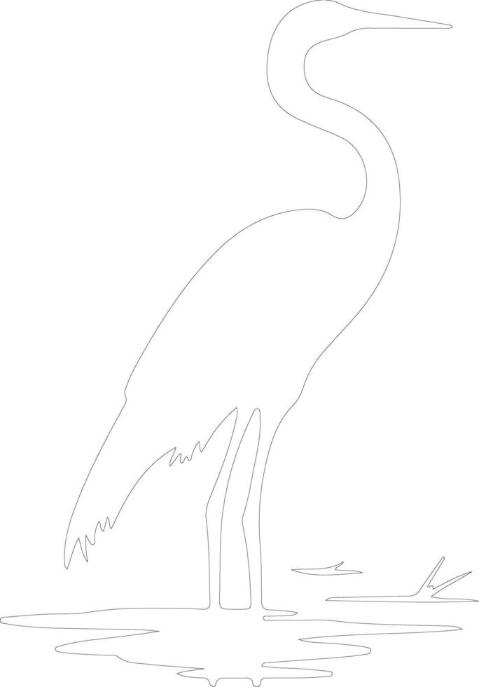 great egret  outline silhouette vector