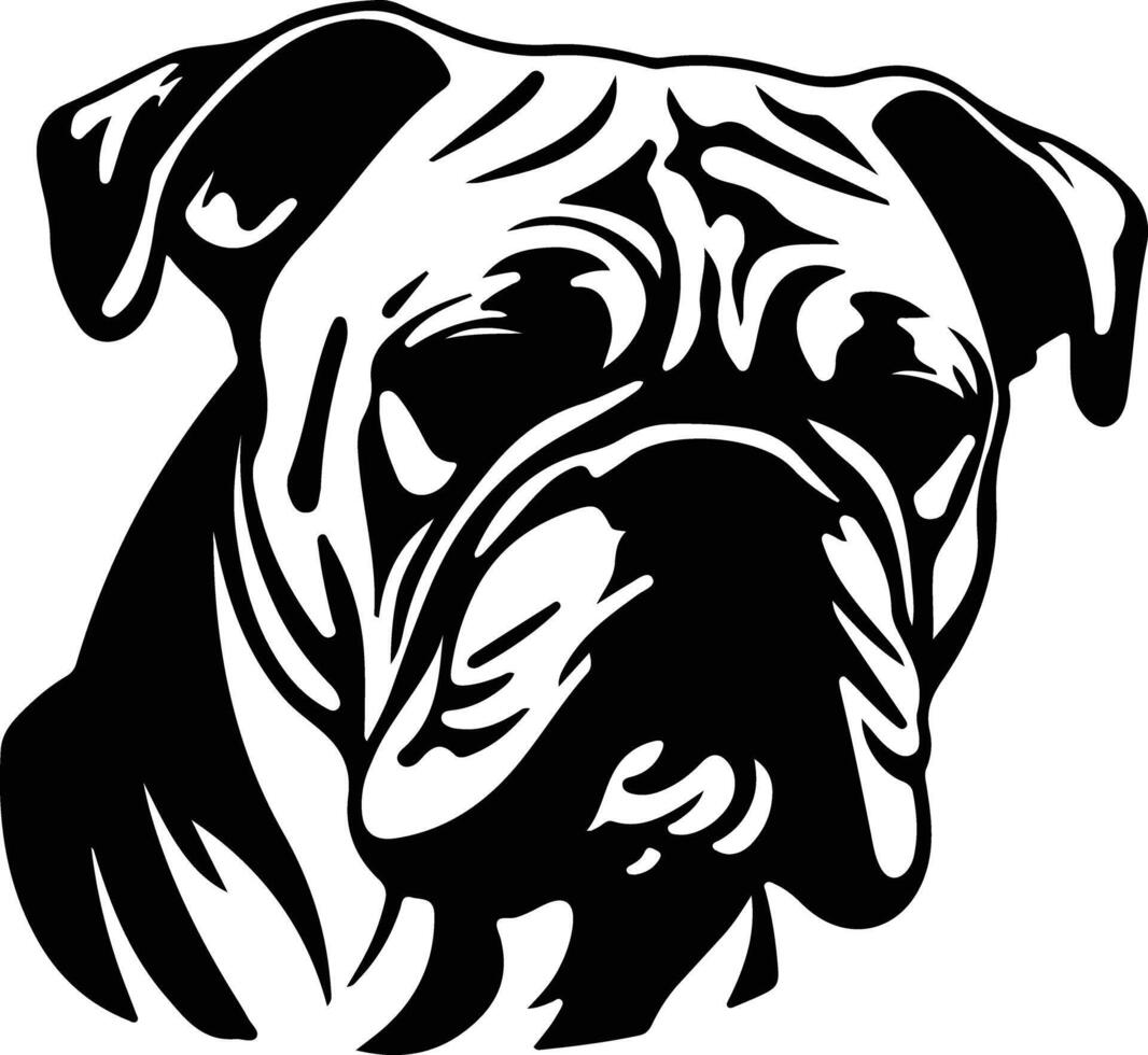 English Bulldog  silhouette portrait vector