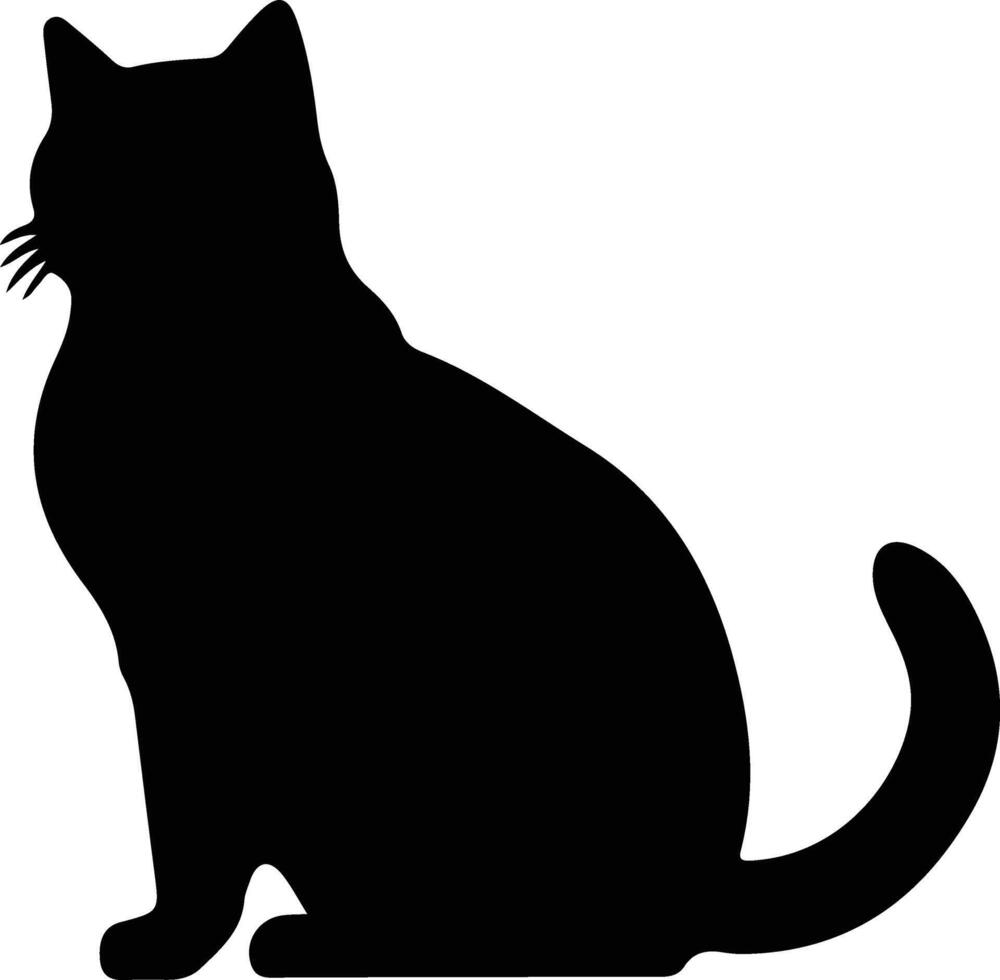 British Shorthair Cat  black silhouette vector