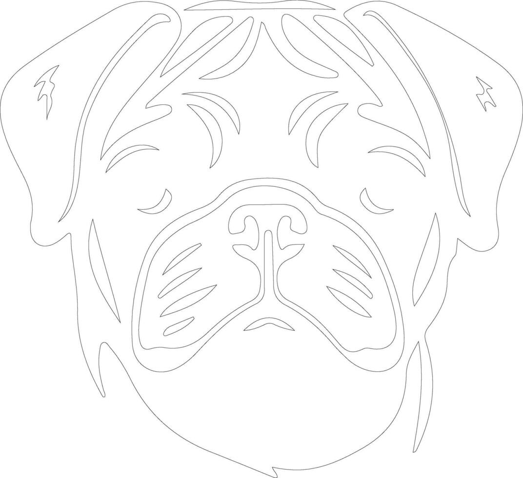 Pug outline silhouette vector