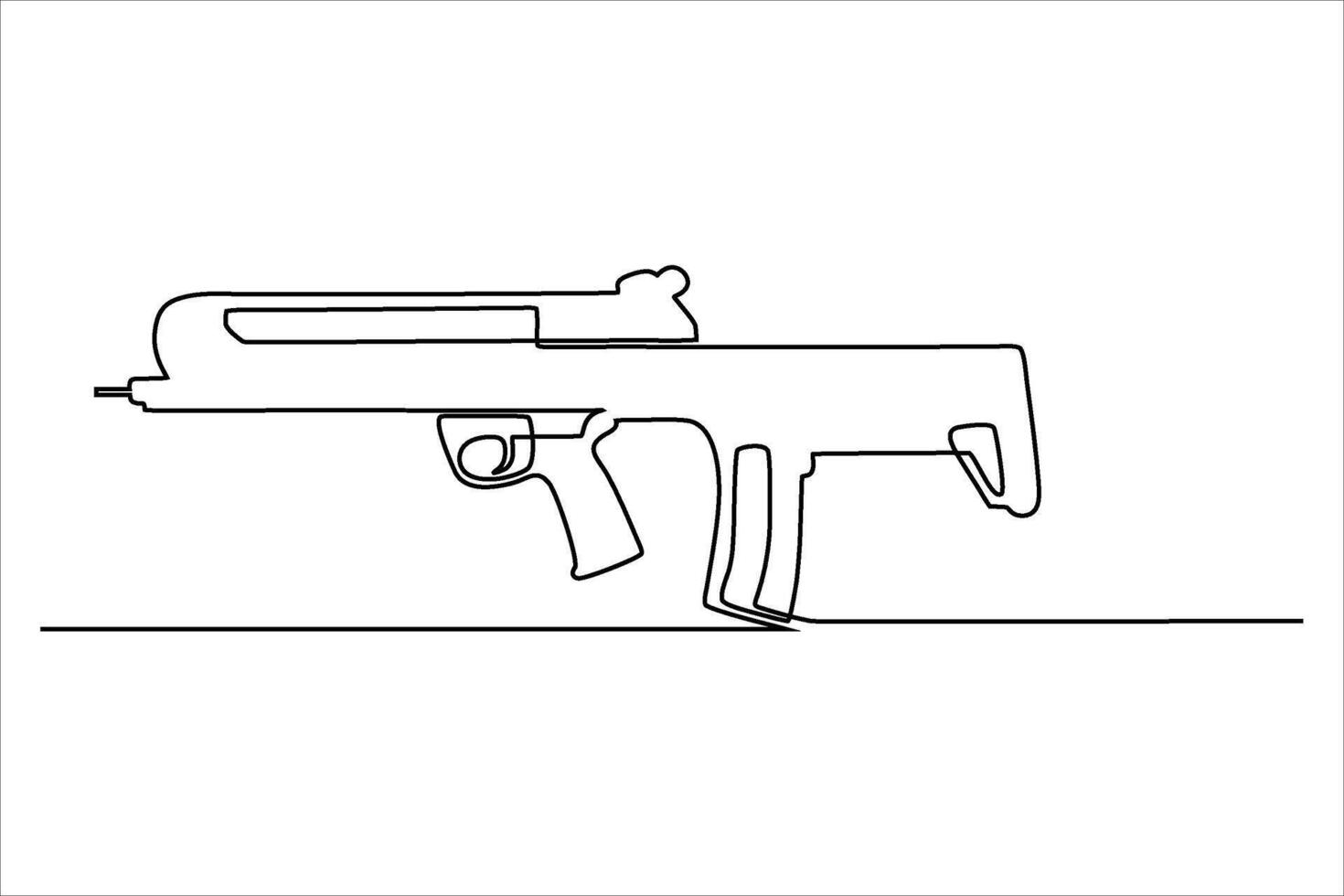 continuous line vector illustration design gun