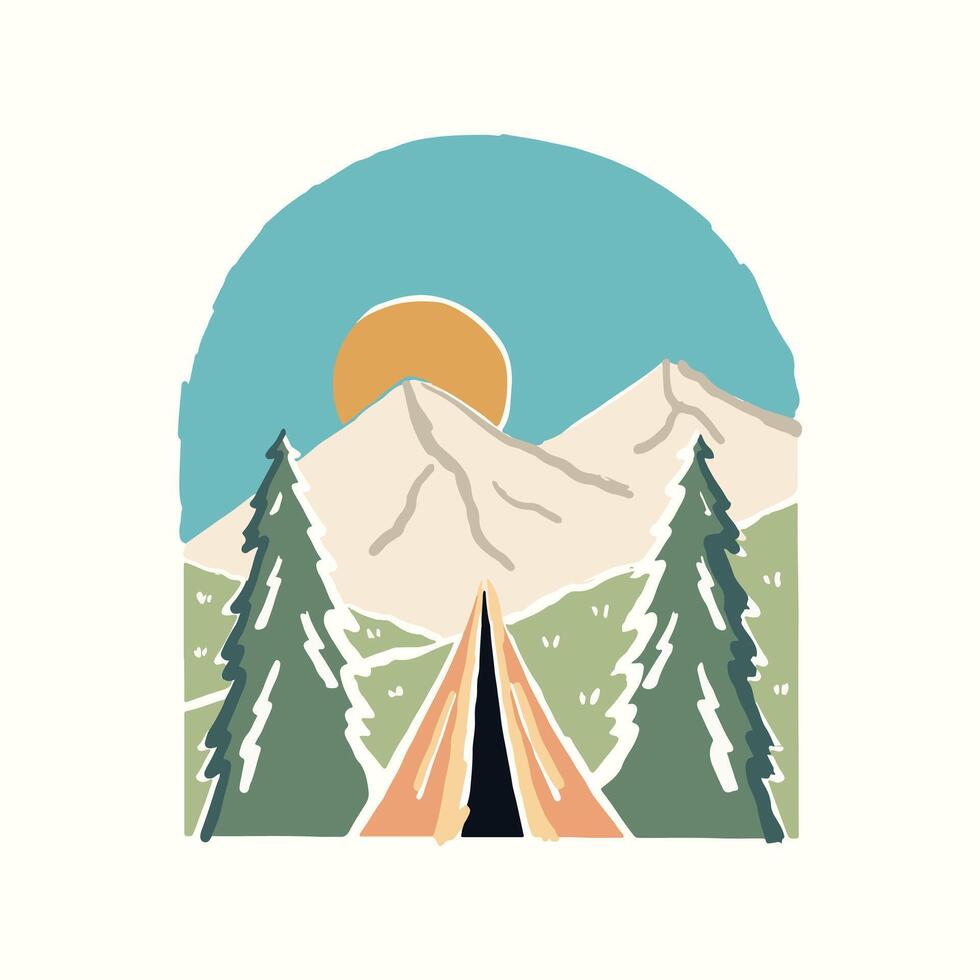 Go camping on the nature design for badge, sticker, patch, t shirt vector design