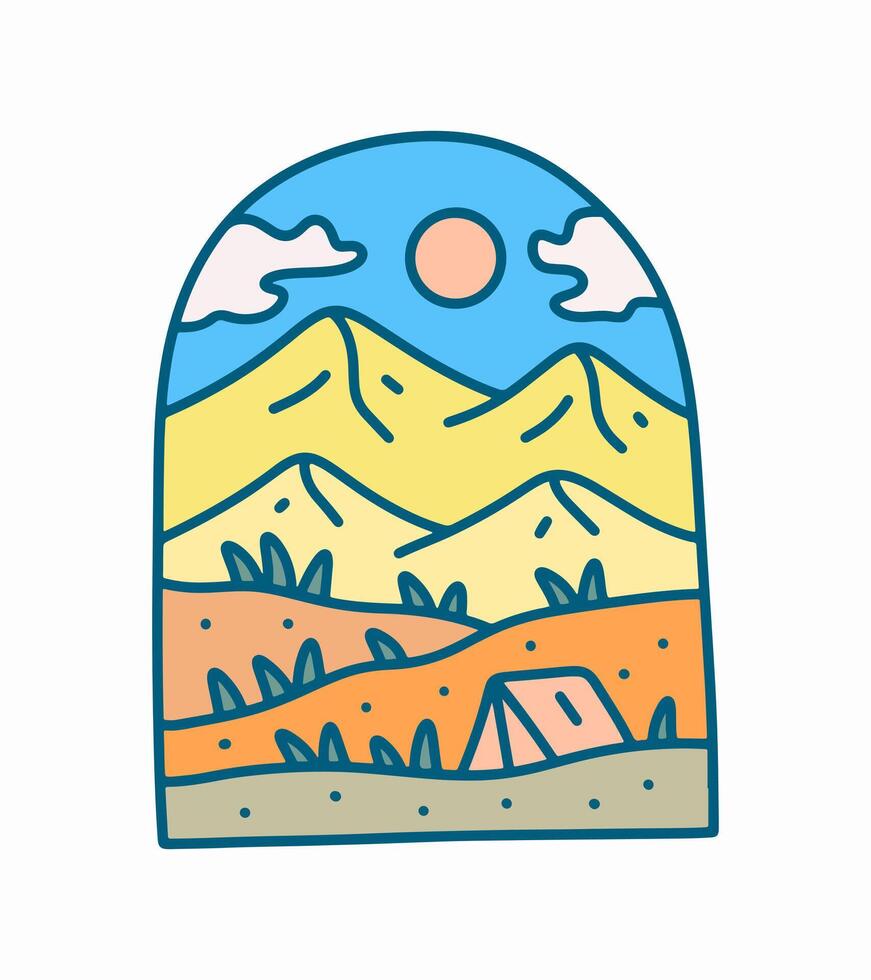 Explore the nature with camping activity flat vector illustration