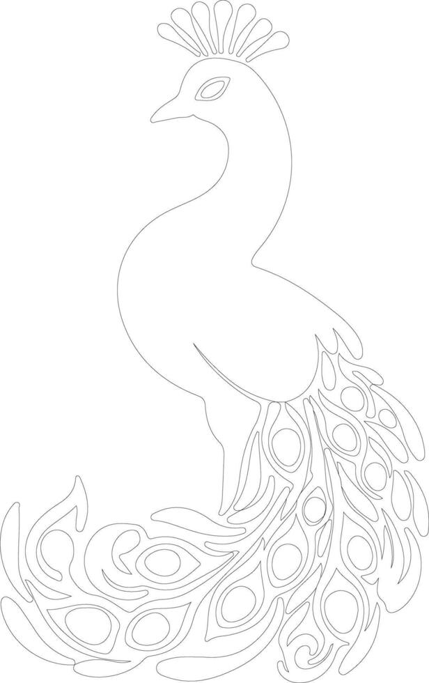 peacock  outline silhouette vector