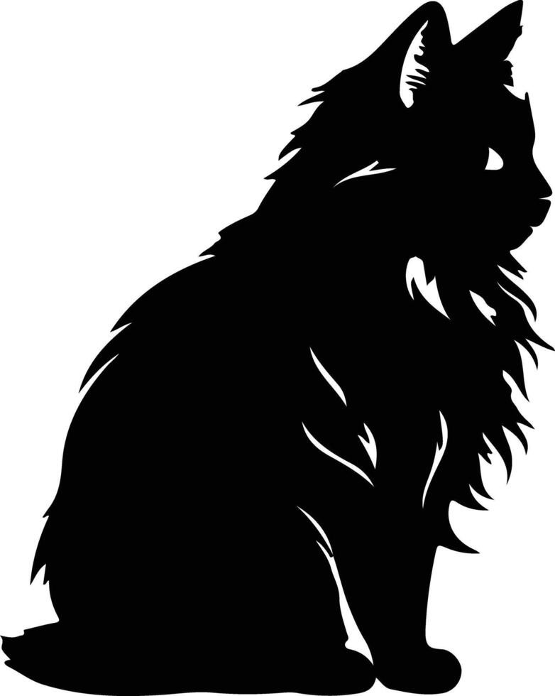 Siberian Cat  black silhouette vector