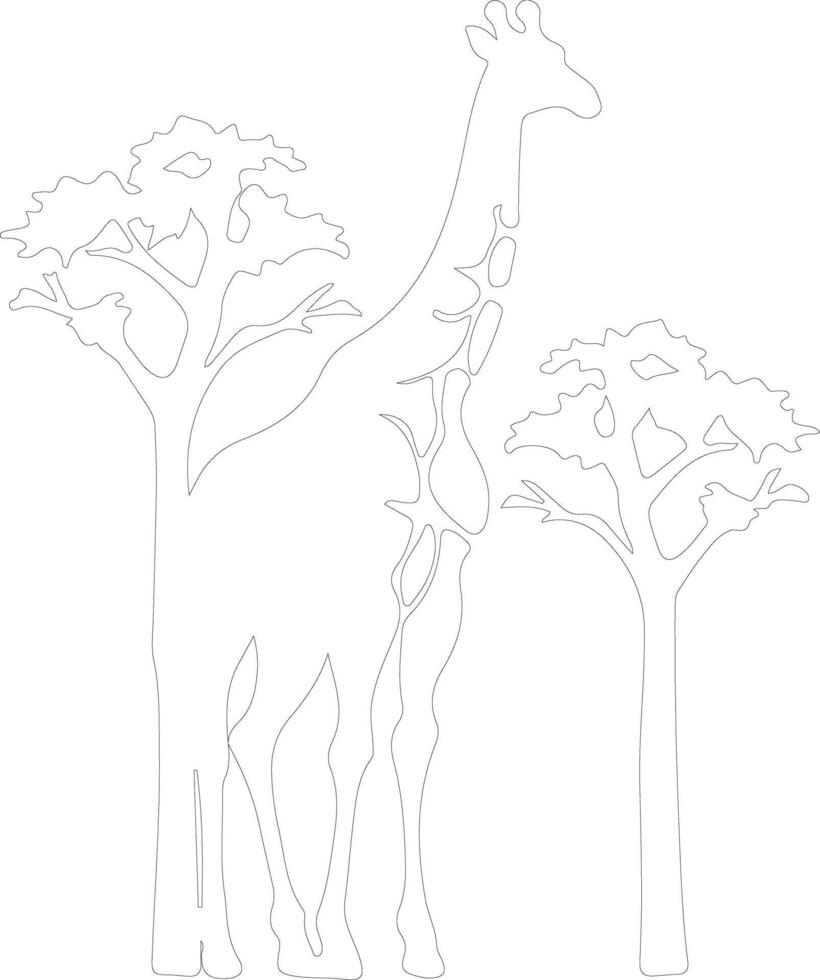 forest giraffe   outline silhouette vector