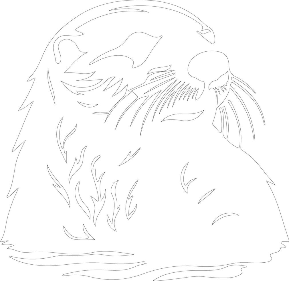 sea otter   outline silhouette vector