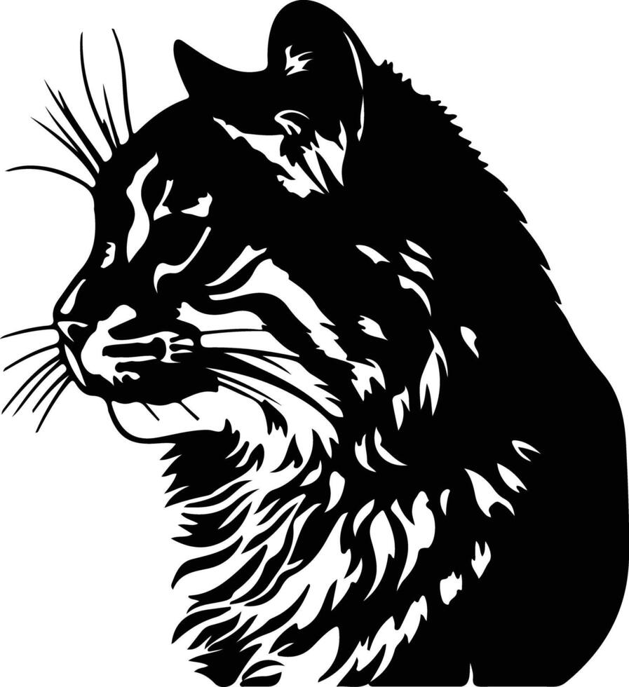 Pallass Cat  silhouette portrait vector