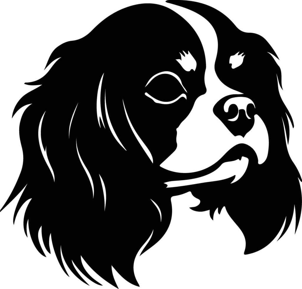 caballero Rey Charles spaniel silueta retrato vector