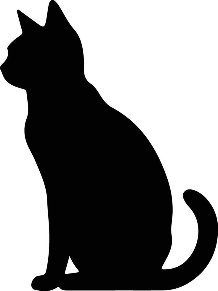 Russian White Black and Tabby Cat  black silhouette vector