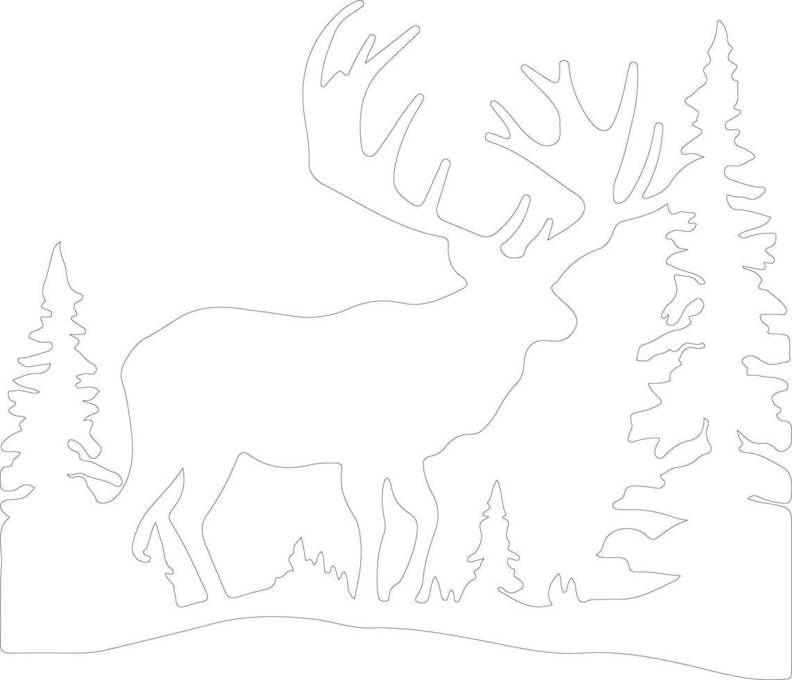 woodland caribou  outline silhouette vector