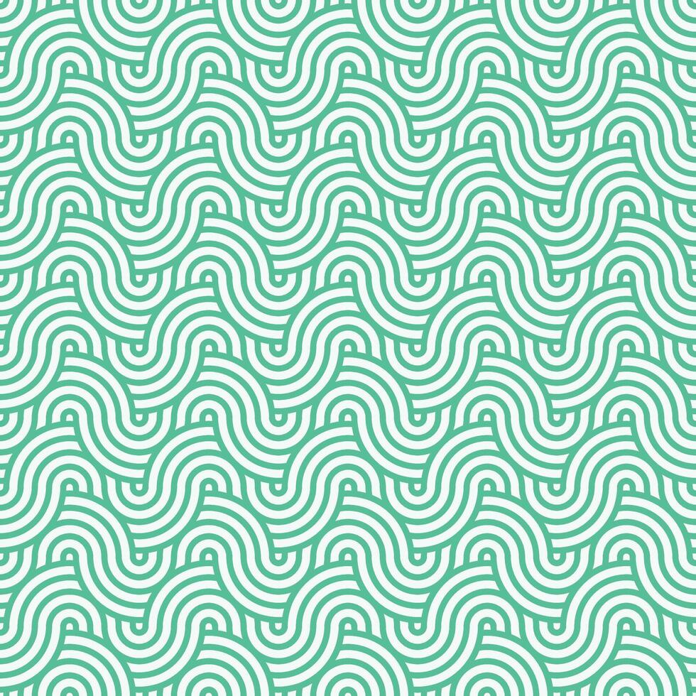 Green seamless abstract geometric japanese circles lines and waves pattern vector