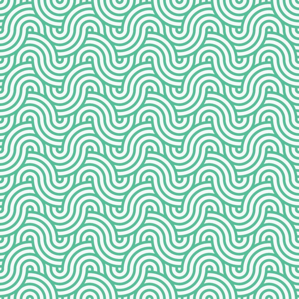 Green seamless abstract geometric japanese circles lines and waves pattern vector