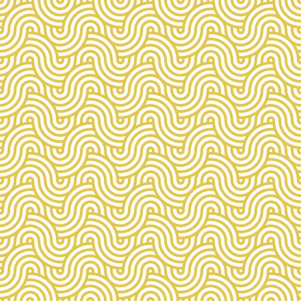 Yellow seamless abstract geometric japanese circles lines and waves pattern vector