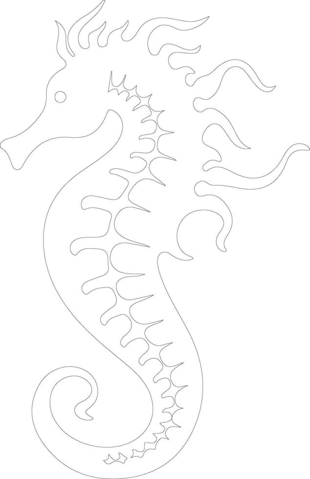 seahorse outline silhouette vector