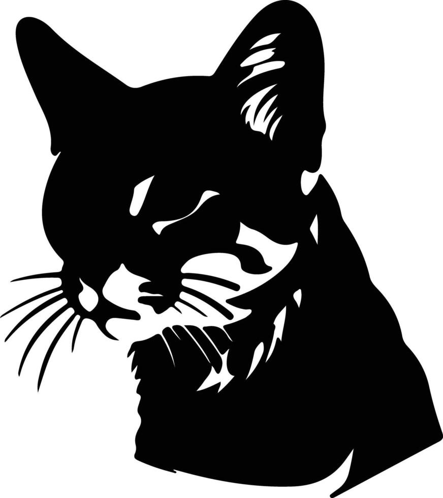 Rusty-spotted Cat silhouette portrait vector