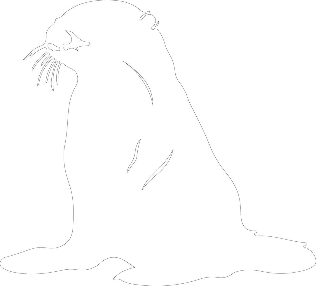 sea otter   outline silhouette vector