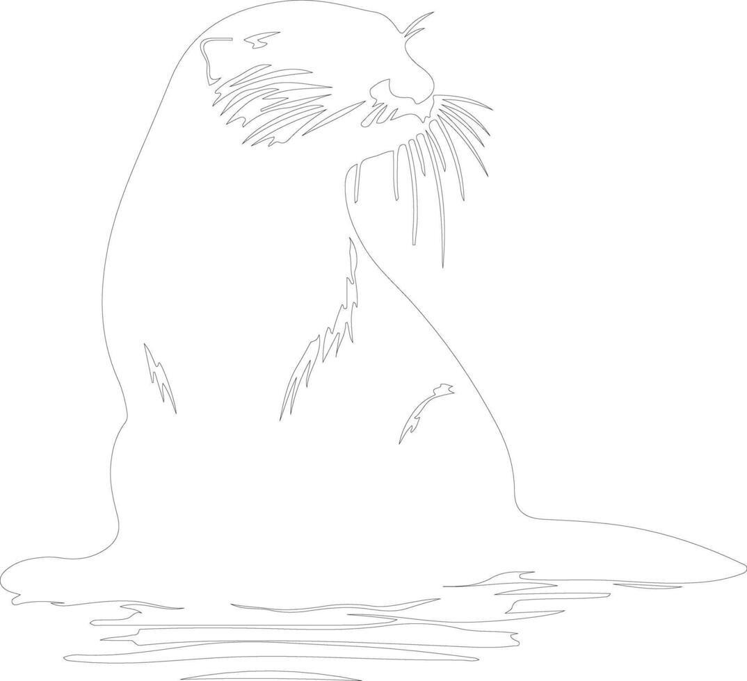 otter river  outline silhouette vector