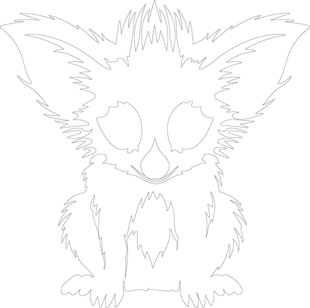 aye-aye  outline silhouette vector