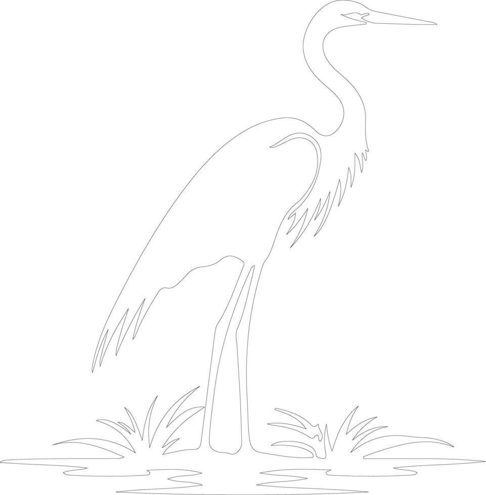 great egret  outline silhouette vector