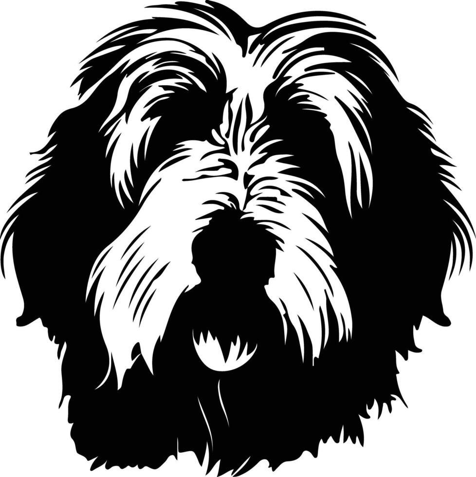 Old English Sheepdog  silhouette portrait vector