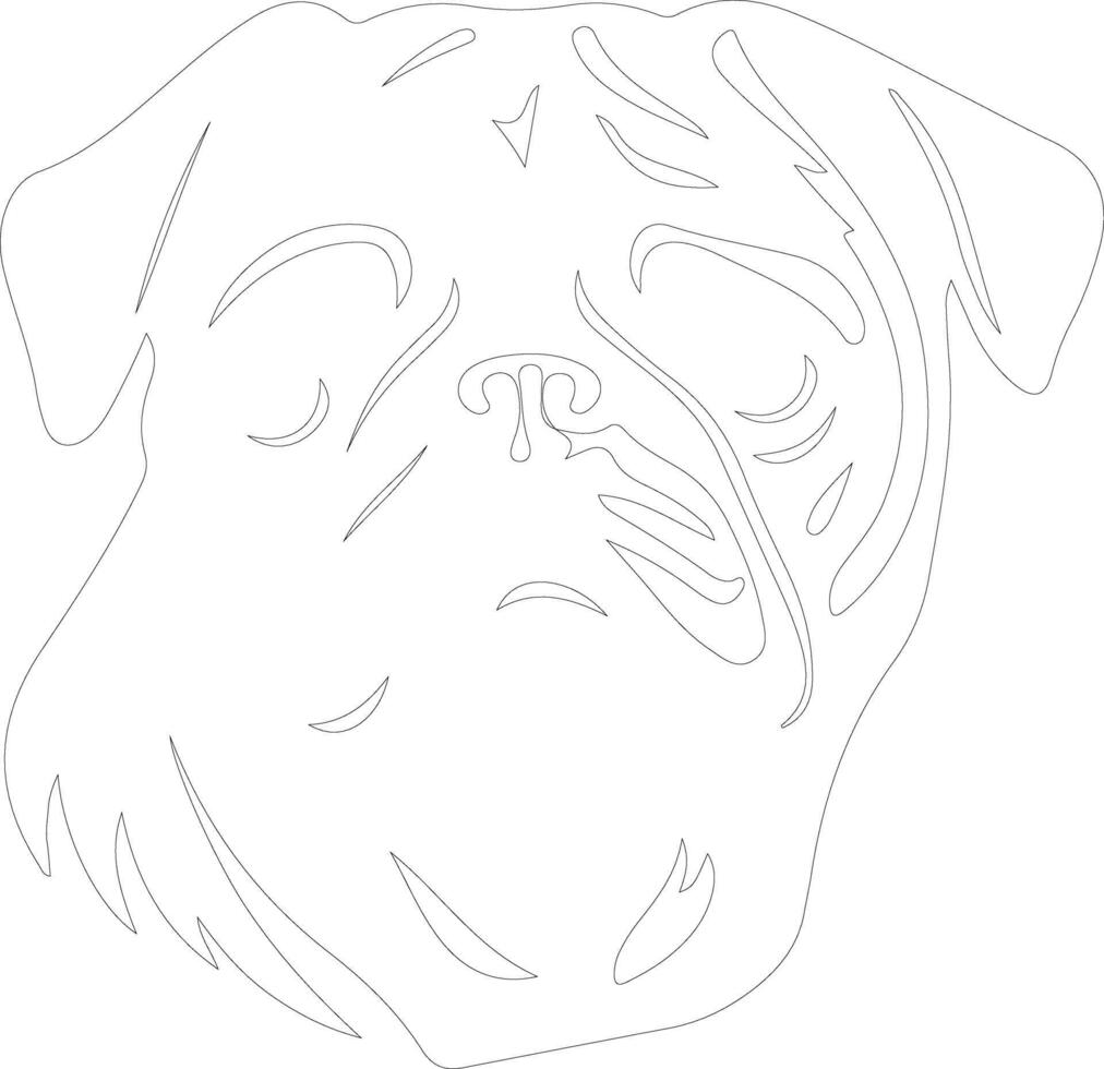 Pug  outline silhouette vector