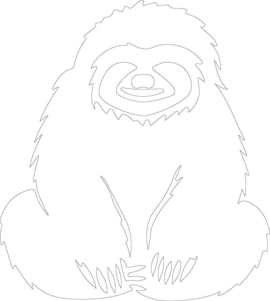 three-toed sloth   outline silhouette vector