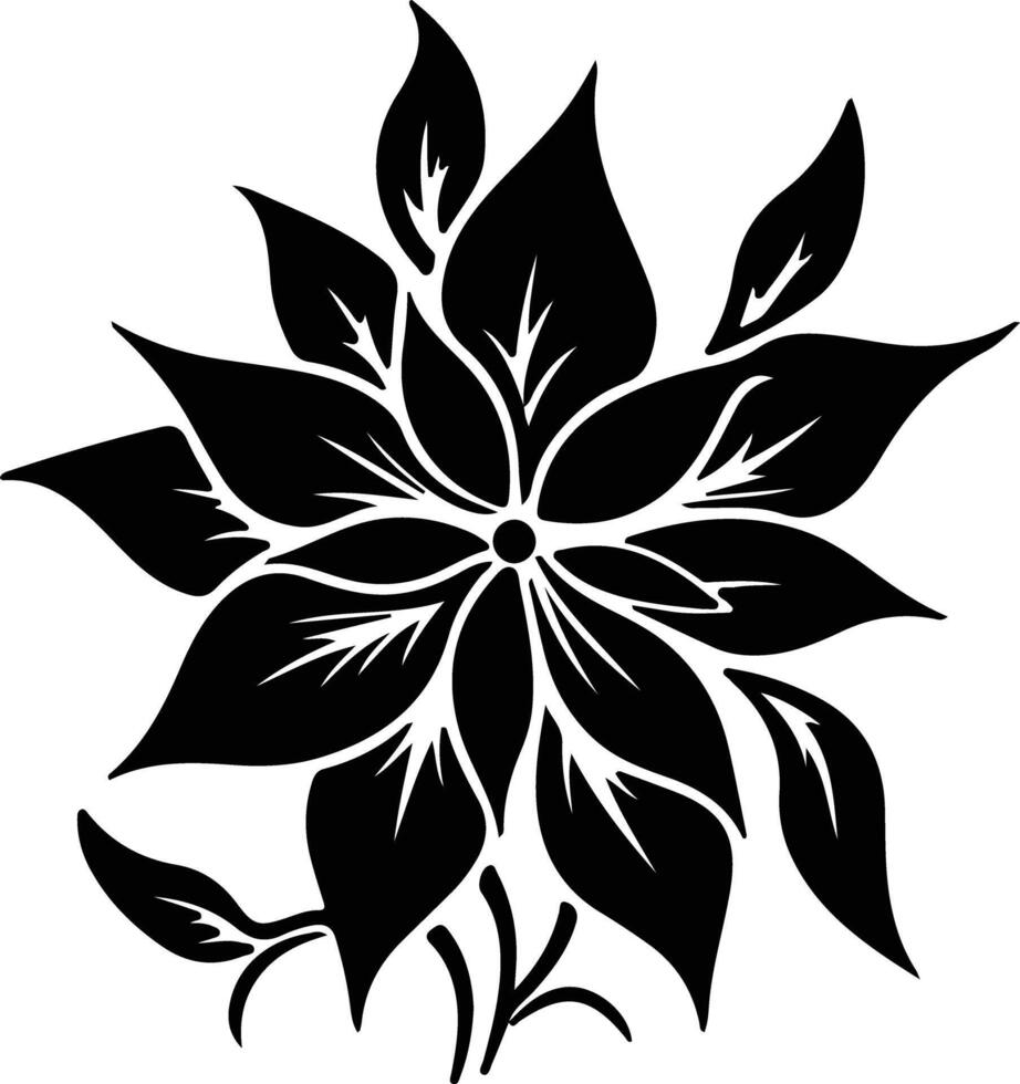 flor de pascua planta negro silueta vector