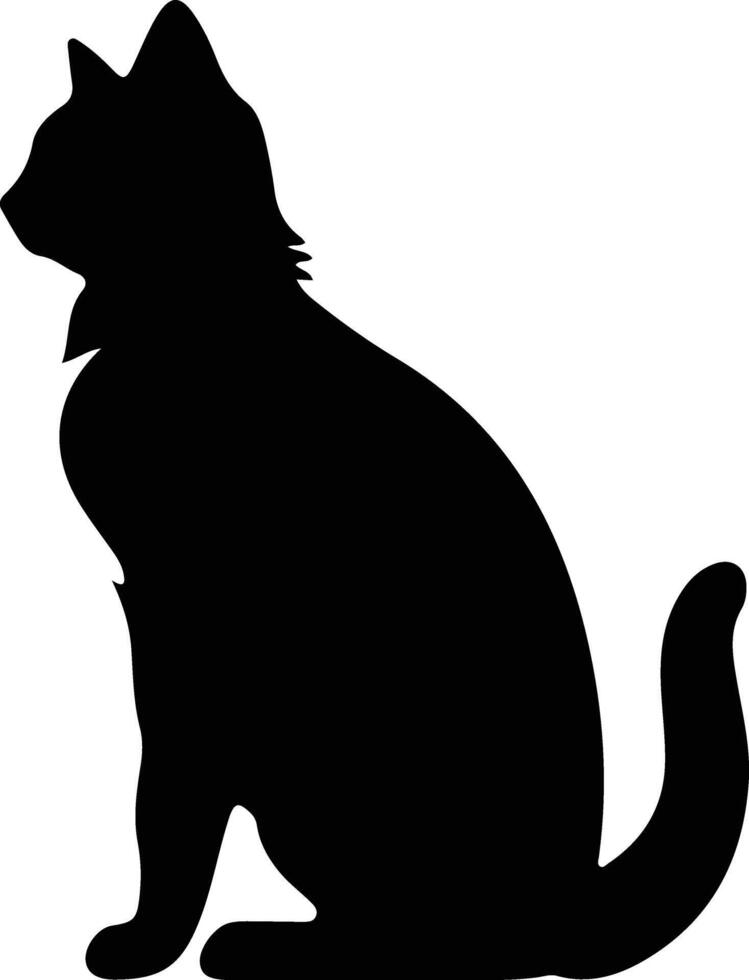 Japanese Bobtail Cat  silhouette portrait vector