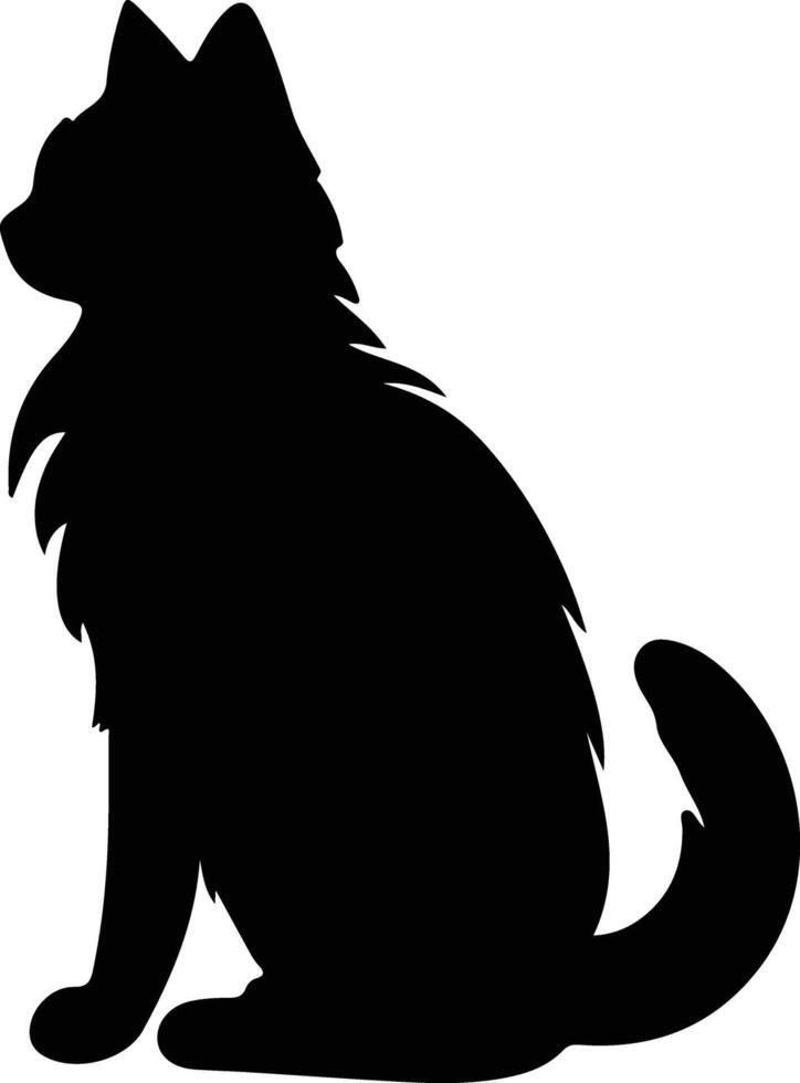 Kurilian Bobtail Cat  black silhouette vector