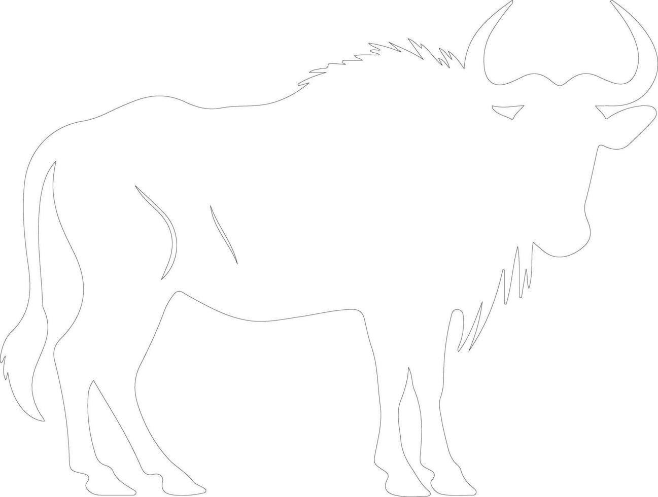 wildebeest  outline silhouette vector
