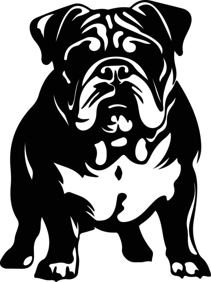 English Bulldog    black silhouette vector