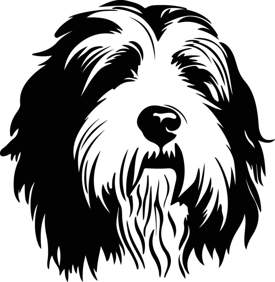 antiguo Inglés perro pastor silueta retrato vector