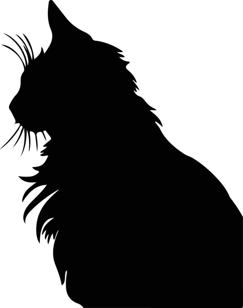 Turkish Angora Cat silhouette portrait vector