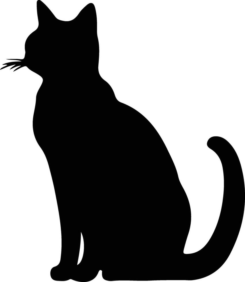 europeo cabello corto gato negro silueta vector