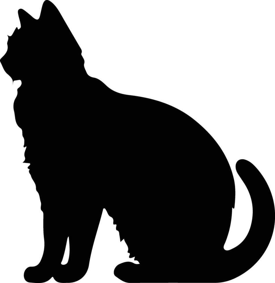 Mekong Bobtail Cat  black silhouette vector